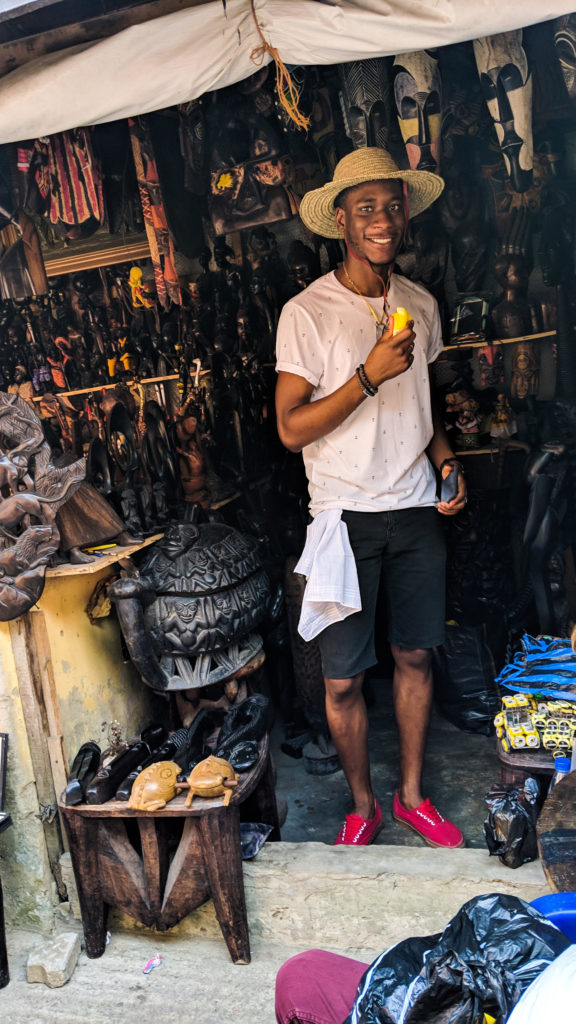 Pose at Lekki art market carvings